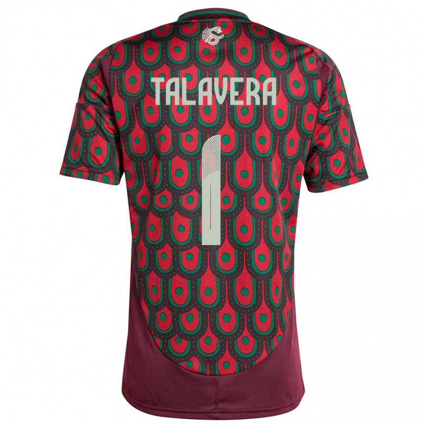 Kinder Fußball Mexiko Alfredo Talavera #1 Kastanienbraun Heimtrikot Trikot 24-26 T-Shirt Luxemburg