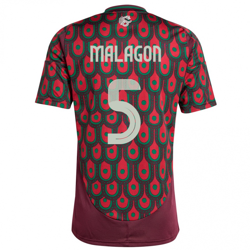 Kinder Fußball Mexiko Luis Malagon #5 Kastanienbraun Heimtrikot Trikot 24-26 T-Shirt Luxemburg