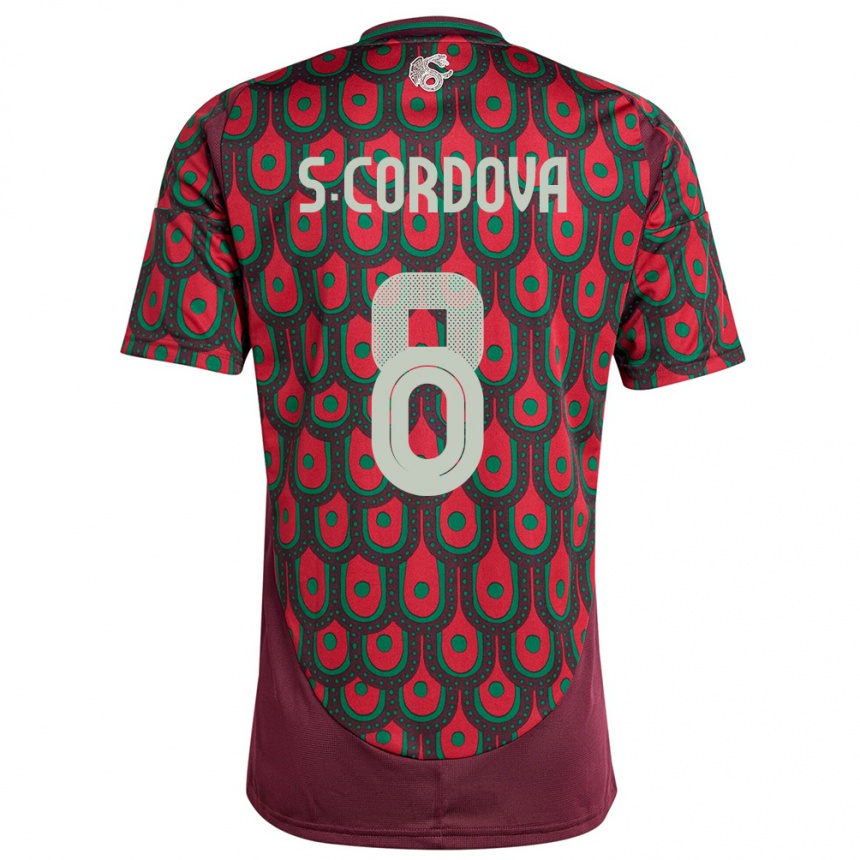 Kinder Fußball Mexiko Sebastian Cordova #8 Kastanienbraun Heimtrikot Trikot 24-26 T-Shirt Luxemburg