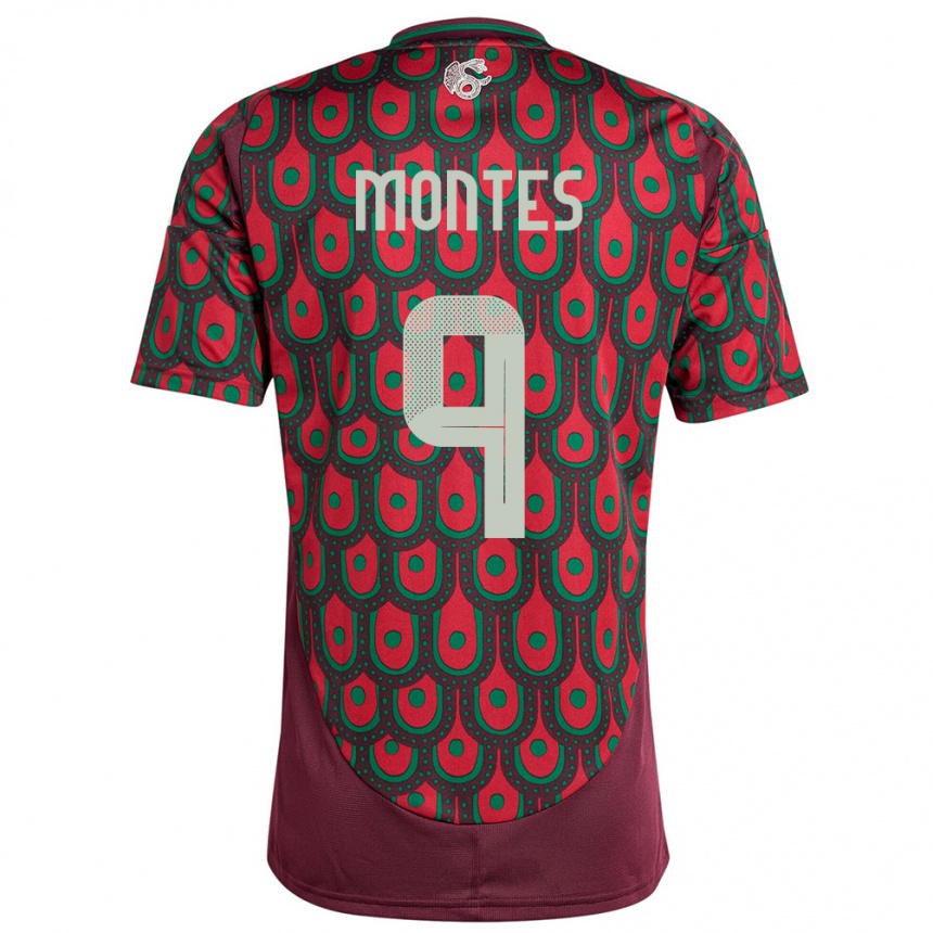 Kinder Fußball Mexiko Cesar Montes #9 Kastanienbraun Heimtrikot Trikot 24-26 T-Shirt Luxemburg