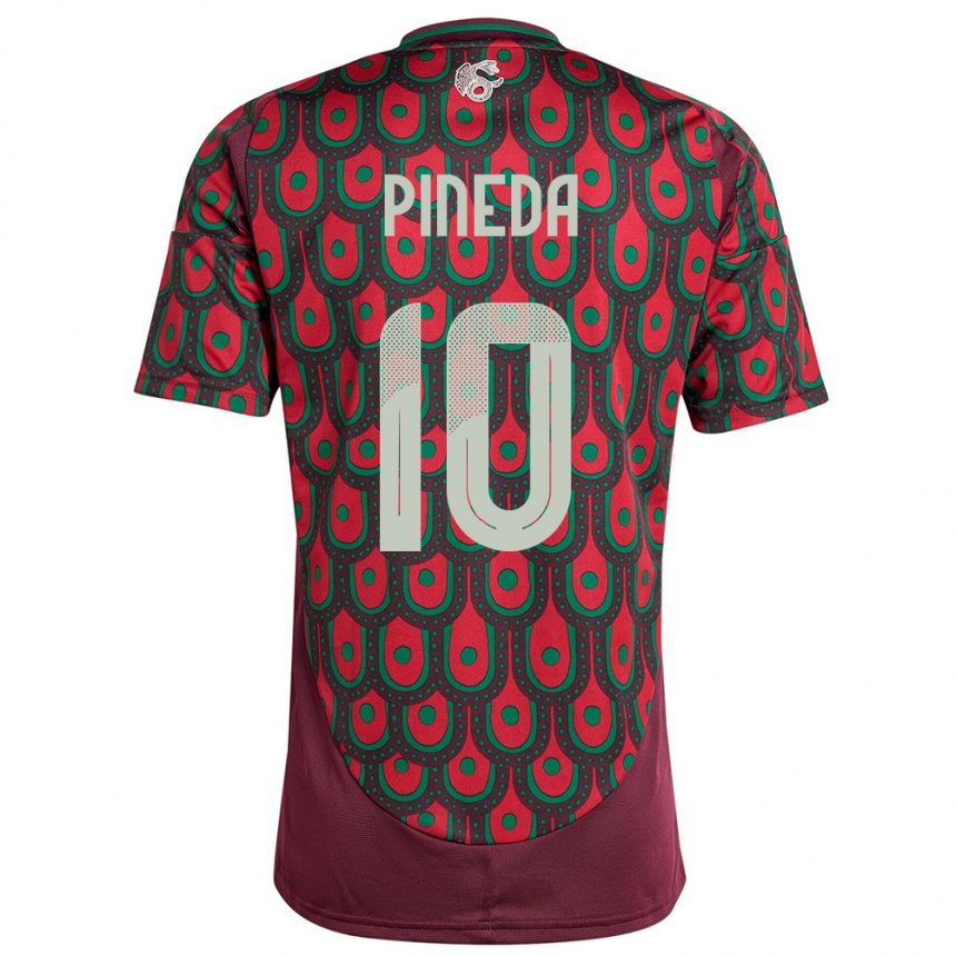 Kinder Fußball Mexiko Orbelin Pineda #10 Kastanienbraun Heimtrikot Trikot 24-26 T-Shirt Luxemburg
