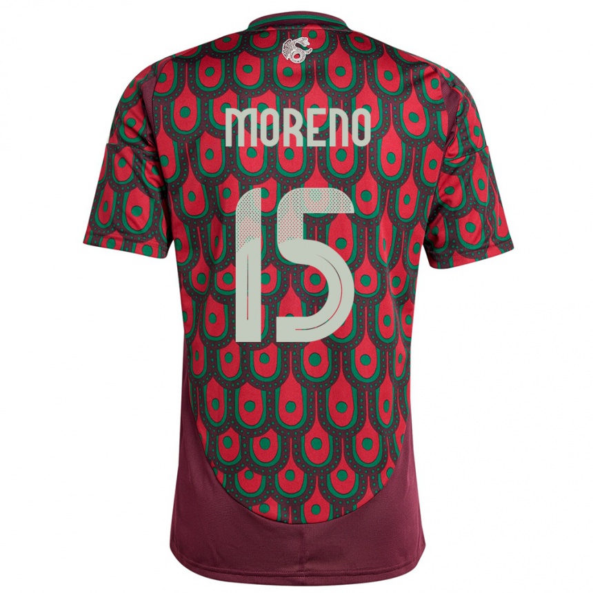 Kinder Fußball Mexiko Hector Moreno #15 Kastanienbraun Heimtrikot Trikot 24-26 T-Shirt Luxemburg