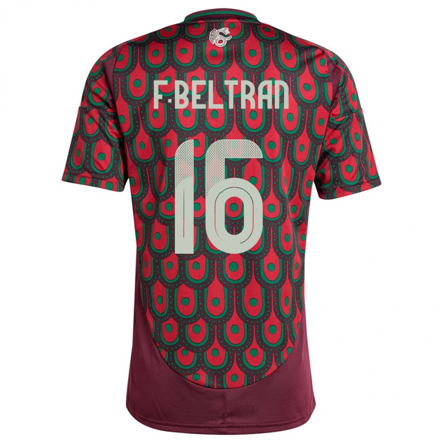 Kinder Fußball Mexiko Fernando Beltran #16 Kastanienbraun Heimtrikot Trikot 24-26 T-Shirt Luxemburg