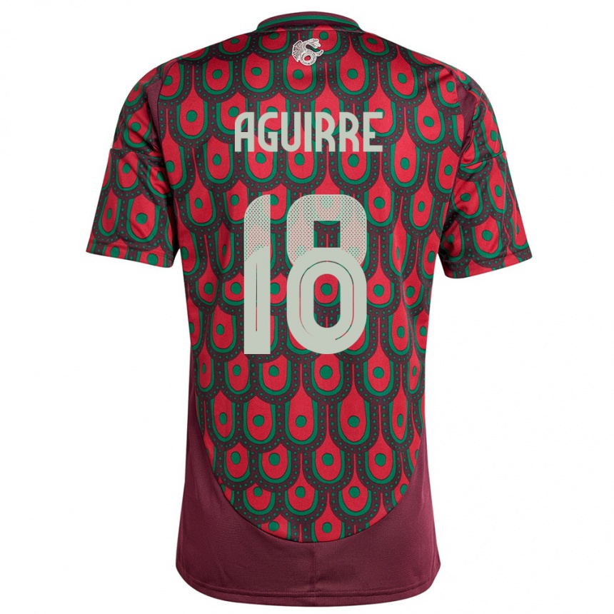Kinder Fußball Mexiko Eduardo Aguirre #18 Kastanienbraun Heimtrikot Trikot 24-26 T-Shirt Luxemburg