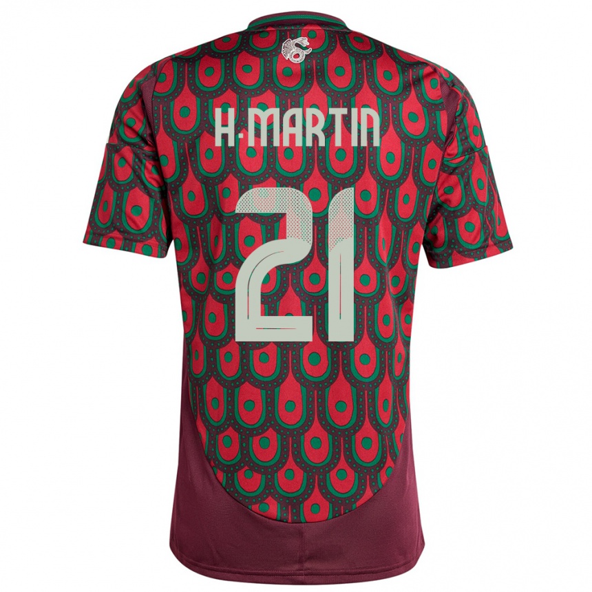 Kinder Fußball Mexiko Henry Martin #21 Kastanienbraun Heimtrikot Trikot 24-26 T-Shirt Luxemburg