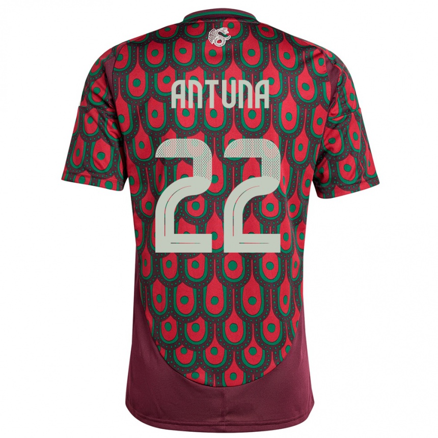 Kinder Fußball Mexiko Uriel Antuna #22 Kastanienbraun Heimtrikot Trikot 24-26 T-Shirt Luxemburg
