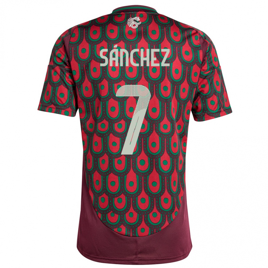 Kinder Fußball Mexiko Maria Sanchez #7 Kastanienbraun Heimtrikot Trikot 24-26 T-Shirt Luxemburg