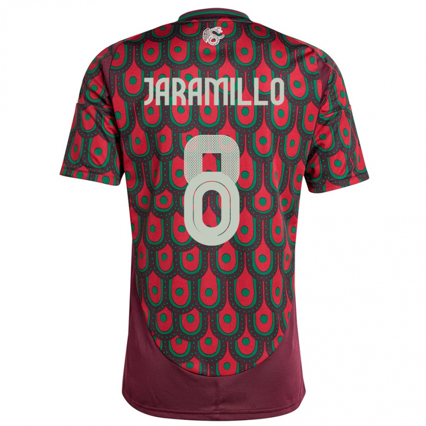Kinder Fußball Mexiko Carolina Jaramillo #8 Kastanienbraun Heimtrikot Trikot 24-26 T-Shirt Luxemburg