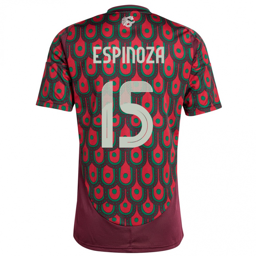Kinder Fußball Mexiko Greta Espinoza #15 Kastanienbraun Heimtrikot Trikot 24-26 T-Shirt Luxemburg