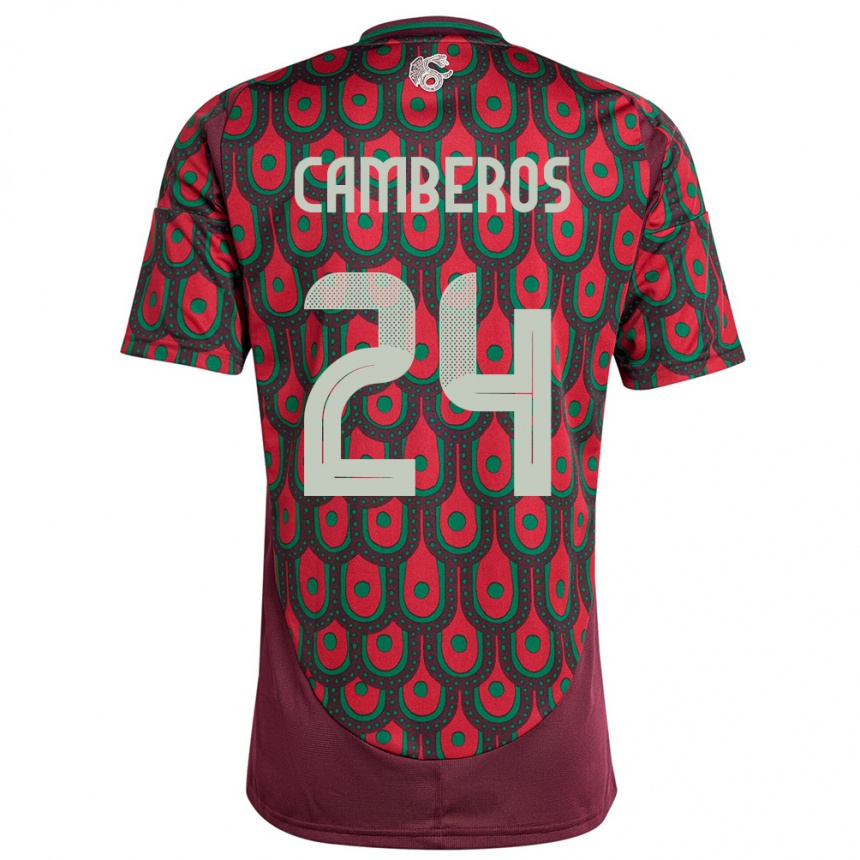 Kinder Fußball Mexiko Scarlett Camberos #24 Kastanienbraun Heimtrikot Trikot 24-26 T-Shirt Luxemburg