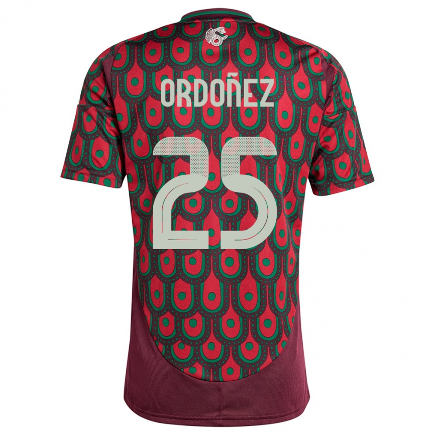 Kinder Fußball Mexiko Diana Ordonez #25 Kastanienbraun Heimtrikot Trikot 24-26 T-Shirt Luxemburg