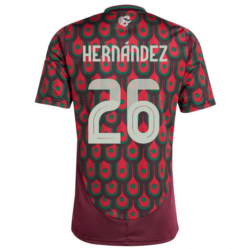 Kinder Fußball Mexiko Nicolette Hernandez #26 Kastanienbraun Heimtrikot Trikot 24-26 T-Shirt Luxemburg