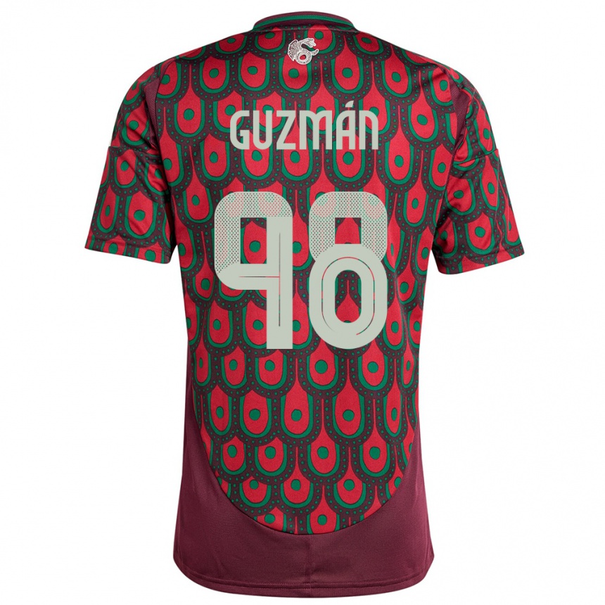 Kinder Fußball Mexiko Kinberly Guzman #98 Kastanienbraun Heimtrikot Trikot 24-26 T-Shirt Luxemburg