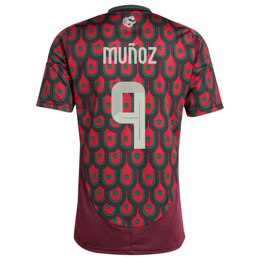 Kinder Fußball Mexiko Santiago Munoz #9 Kastanienbraun Heimtrikot Trikot 24-26 T-Shirt Luxemburg