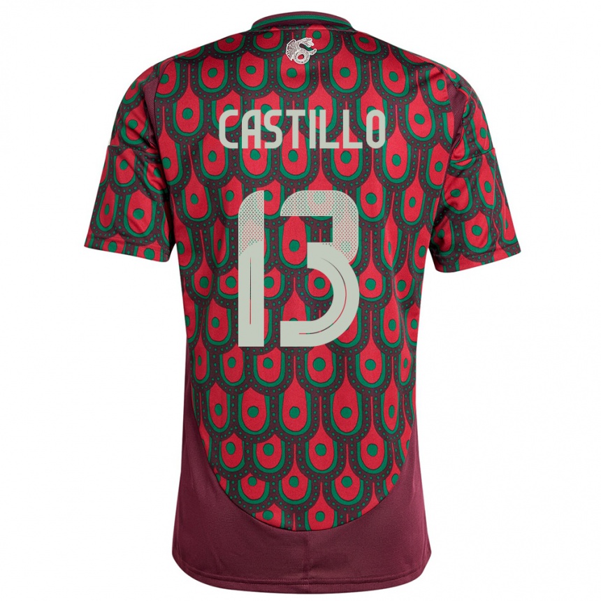Kinder Fußball Mexiko Jose Castillo #13 Kastanienbraun Heimtrikot Trikot 24-26 T-Shirt Luxemburg
