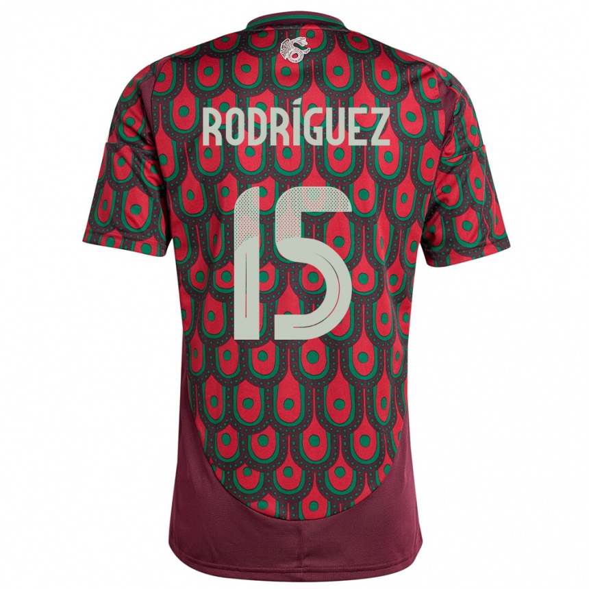 Kinder Fußball Mexiko Jorge Rodriguez #15 Kastanienbraun Heimtrikot Trikot 24-26 T-Shirt Luxemburg