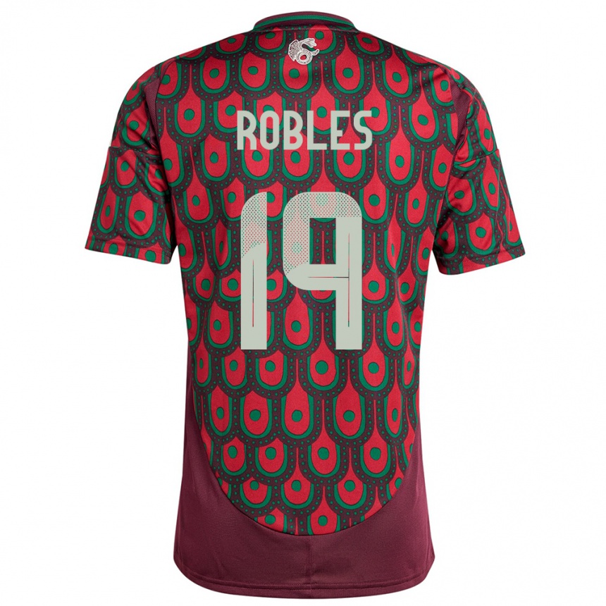 Kinder Fußball Mexiko Angel Robles #19 Kastanienbraun Heimtrikot Trikot 24-26 T-Shirt Luxemburg