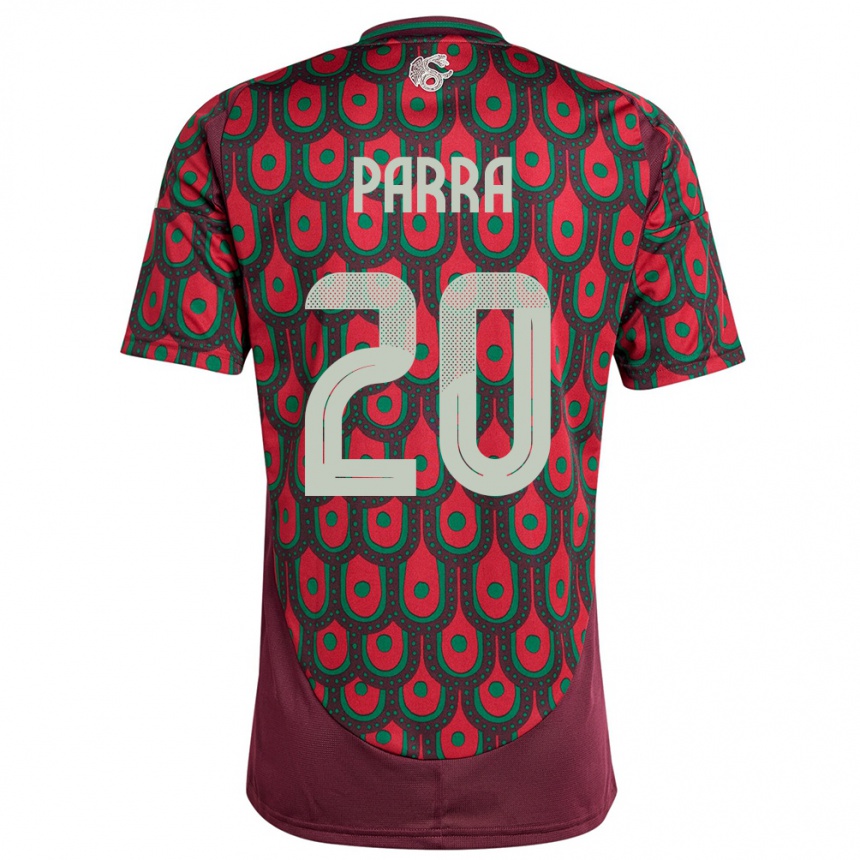 Kinder Fußball Mexiko Rodrigo Parra #20 Kastanienbraun Heimtrikot Trikot 24-26 T-Shirt Luxemburg