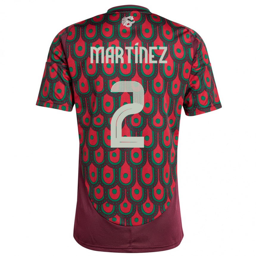 Kinder Fußball Mexiko Emilio Martinez #2 Kastanienbraun Heimtrikot Trikot 24-26 T-Shirt Luxemburg