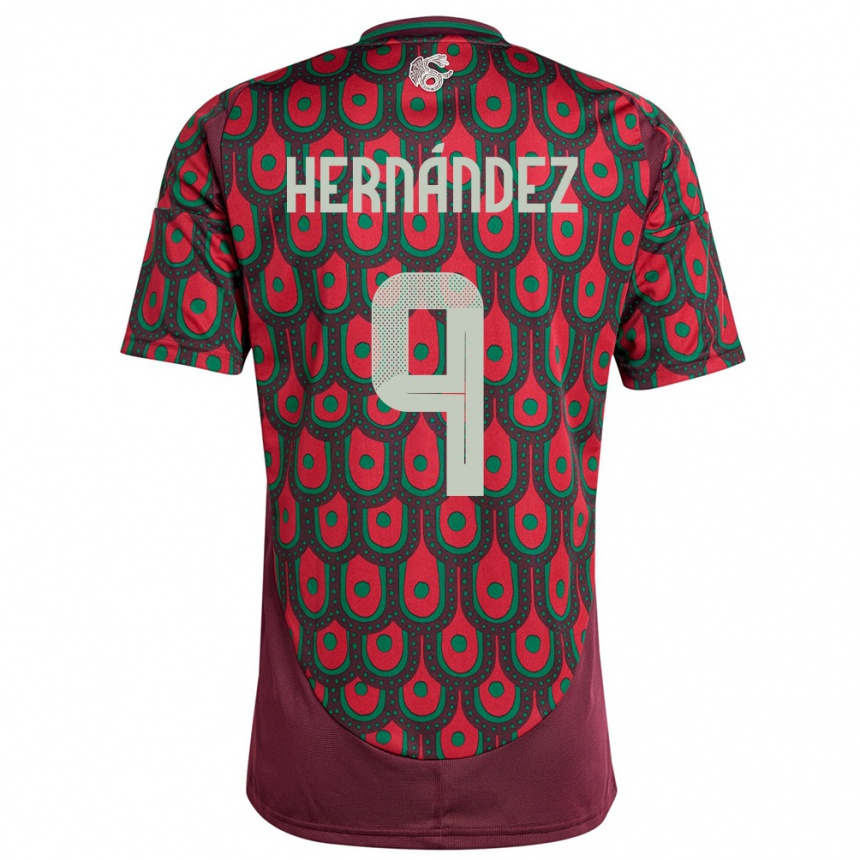 Kinder Fußball Mexiko Jesus Hernandez #9 Kastanienbraun Heimtrikot Trikot 24-26 T-Shirt Luxemburg