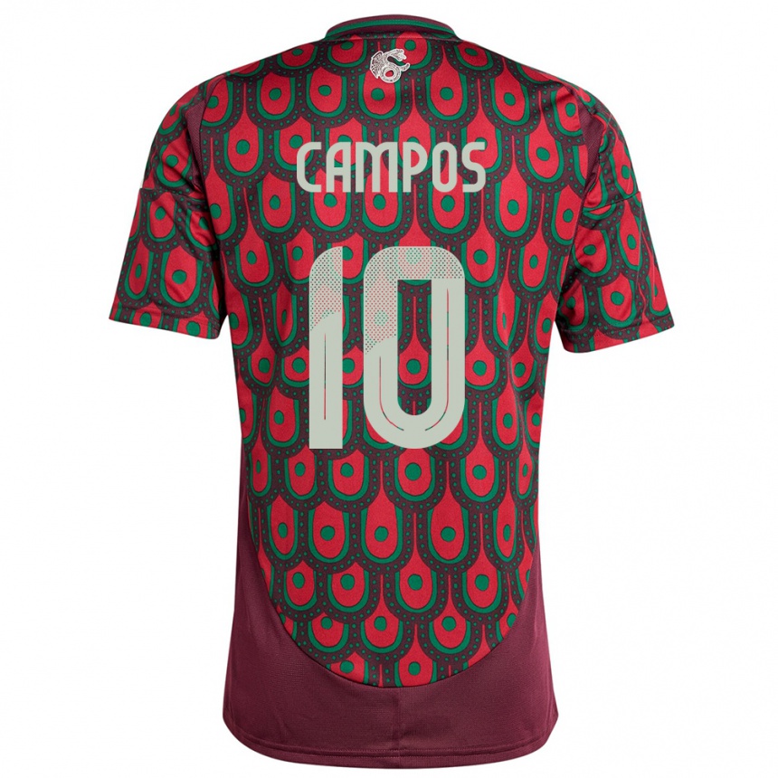 Kinder Fußball Mexiko Karel Campos #10 Kastanienbraun Heimtrikot Trikot 24-26 T-Shirt Luxemburg