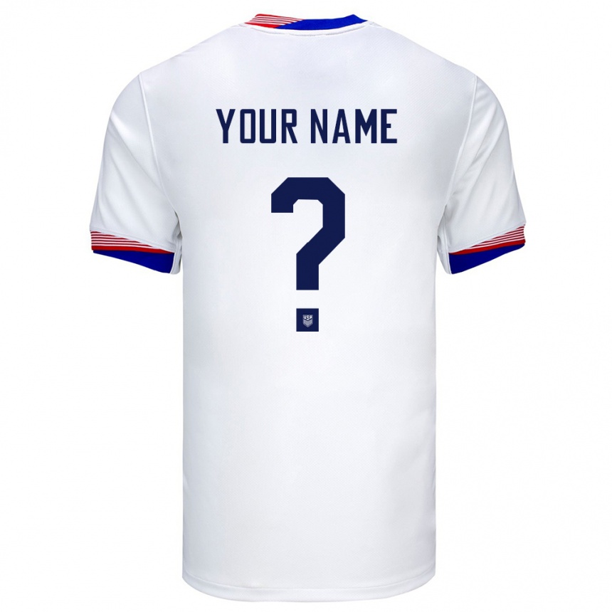 Kinder Fußball Vereinigte Staaten Ihren Namen #0 Weiß Heimtrikot Trikot 24-26 T-Shirt Luxemburg