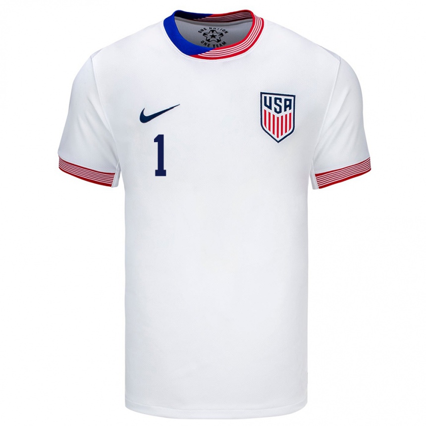 Kinder Fußball Vereinigte Staaten Alyssa Naeher #1 Weiß Heimtrikot Trikot 24-26 T-Shirt Luxemburg