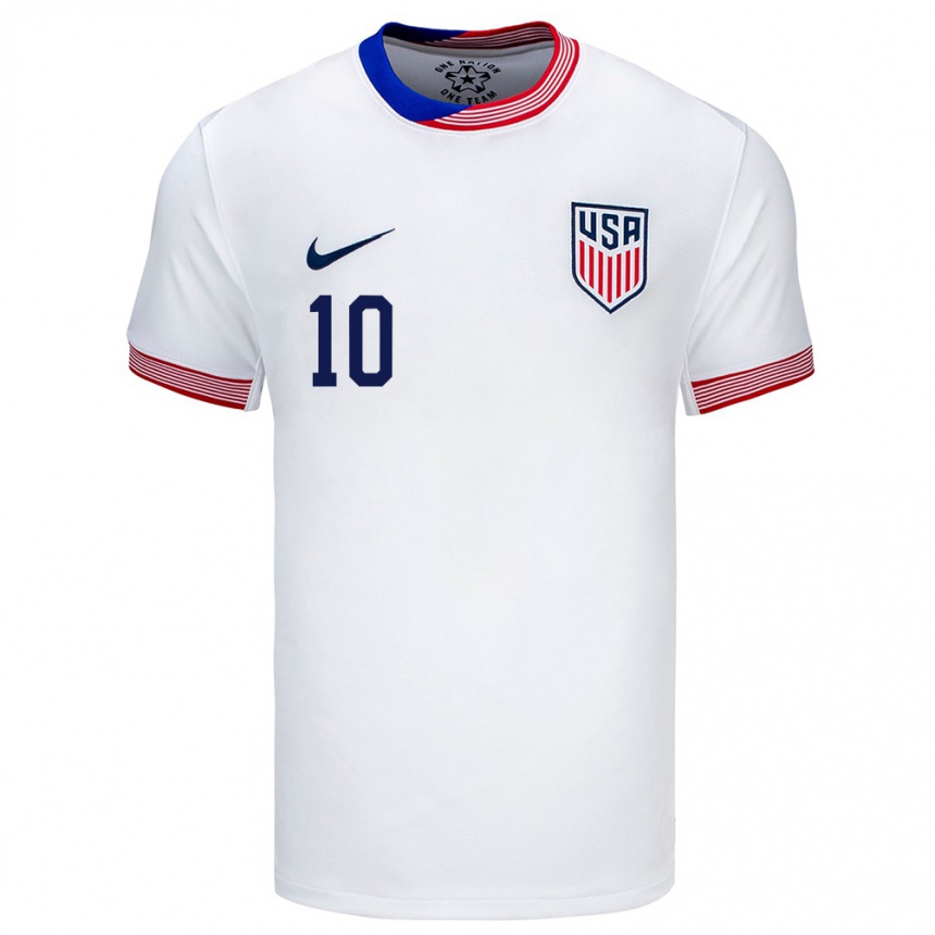 Kinder Fußball Vereinigte Staaten Paxten Aaronson #10 Weiß Heimtrikot Trikot 24-26 T-Shirt Luxemburg