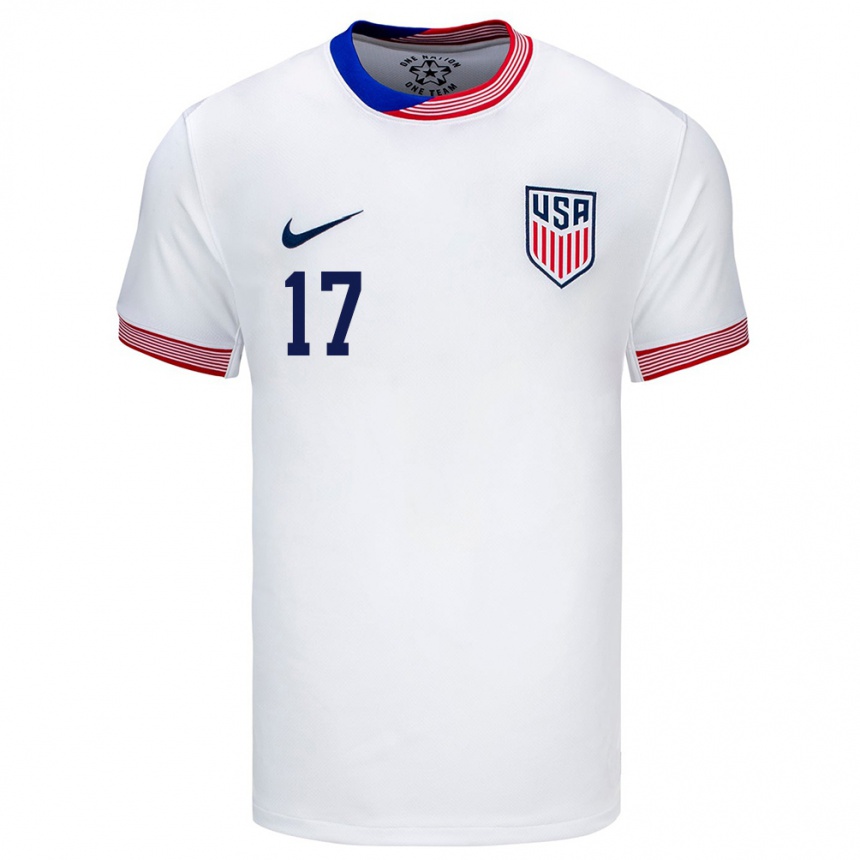 Kinder Fußball Vereinigte Staaten Andi Sullivan #17 Weiß Heimtrikot Trikot 24-26 T-Shirt Luxemburg