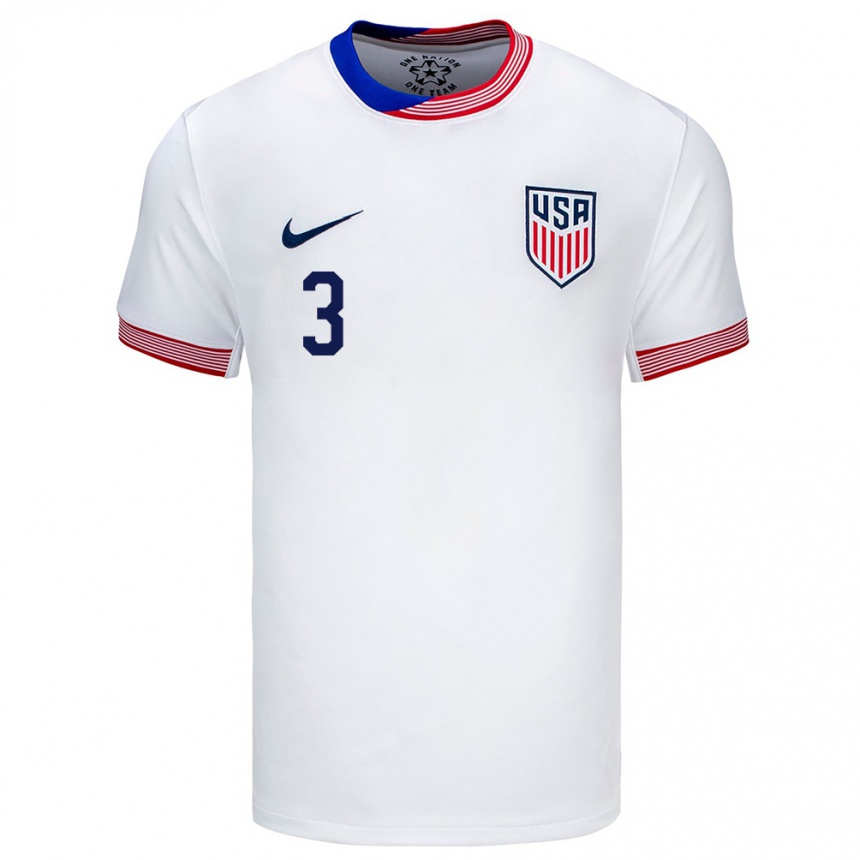 Kinder Fußball Vereinigte Staaten Alana Cook #3 Weiß Heimtrikot Trikot 24-26 T-Shirt Luxemburg