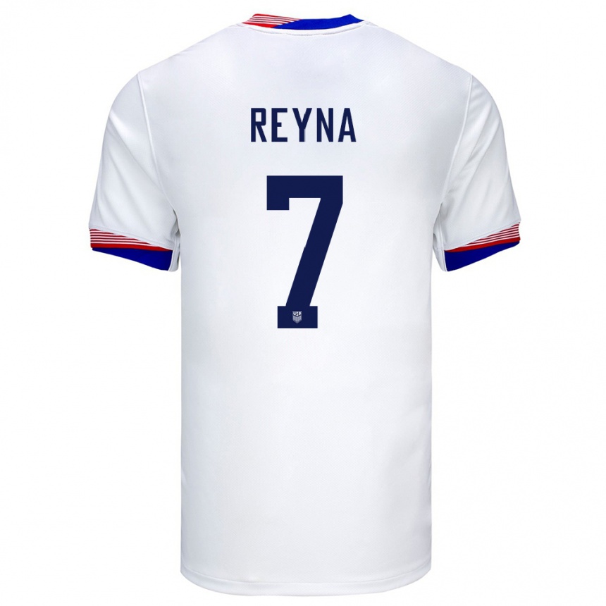 Kinder Fußball Vereinigte Staaten Giovanni Reyna #7 Weiß Heimtrikot Trikot 24-26 T-Shirt Luxemburg