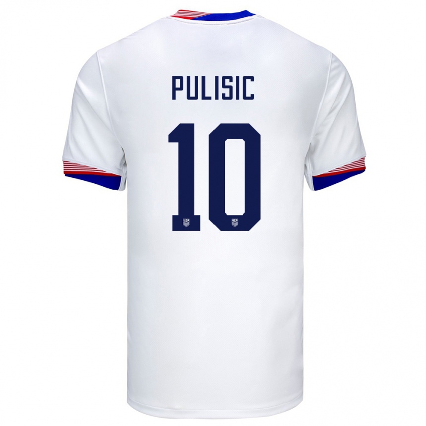 Kinder Fußball Vereinigte Staaten Christian Pulisic #10 Weiß Heimtrikot Trikot 24-26 T-Shirt Luxemburg