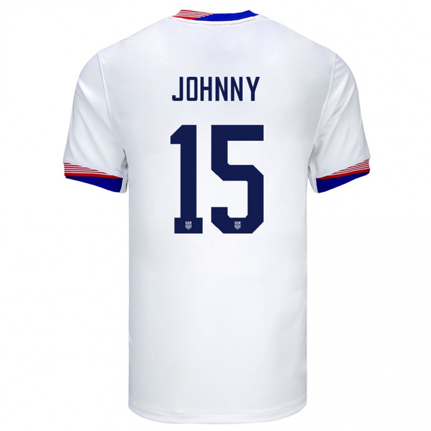 Kinder Fußball Vereinigte Staaten Johnny #15 Weiß Heimtrikot Trikot 24-26 T-Shirt Luxemburg