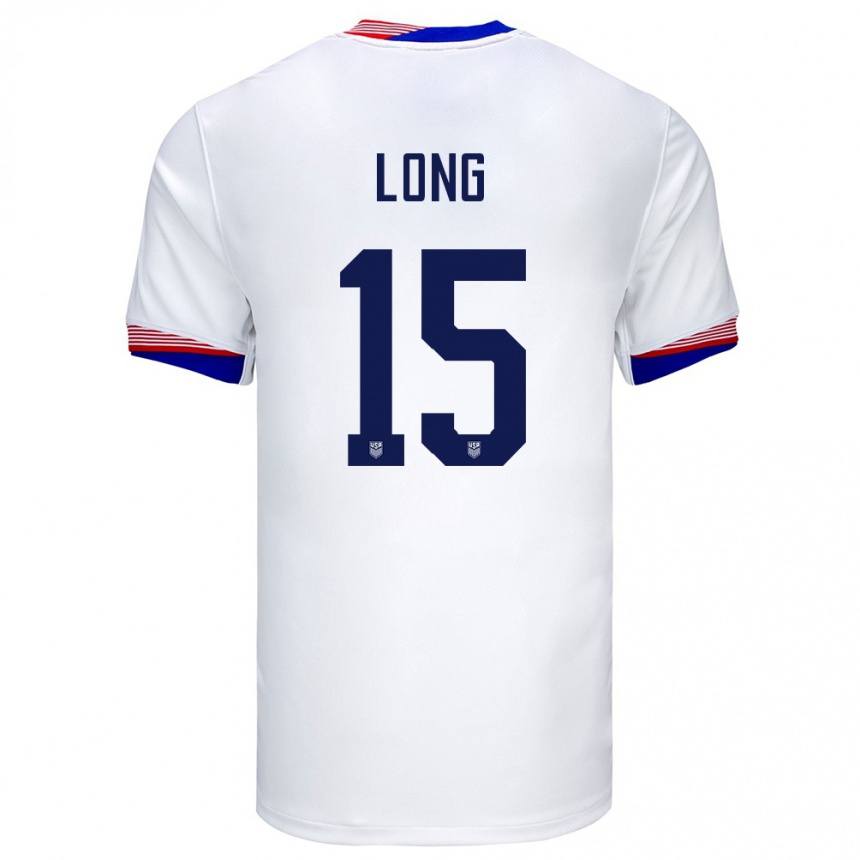 Kinder Fußball Vereinigte Staaten Aaron Long #15 Weiß Heimtrikot Trikot 24-26 T-Shirt Luxemburg