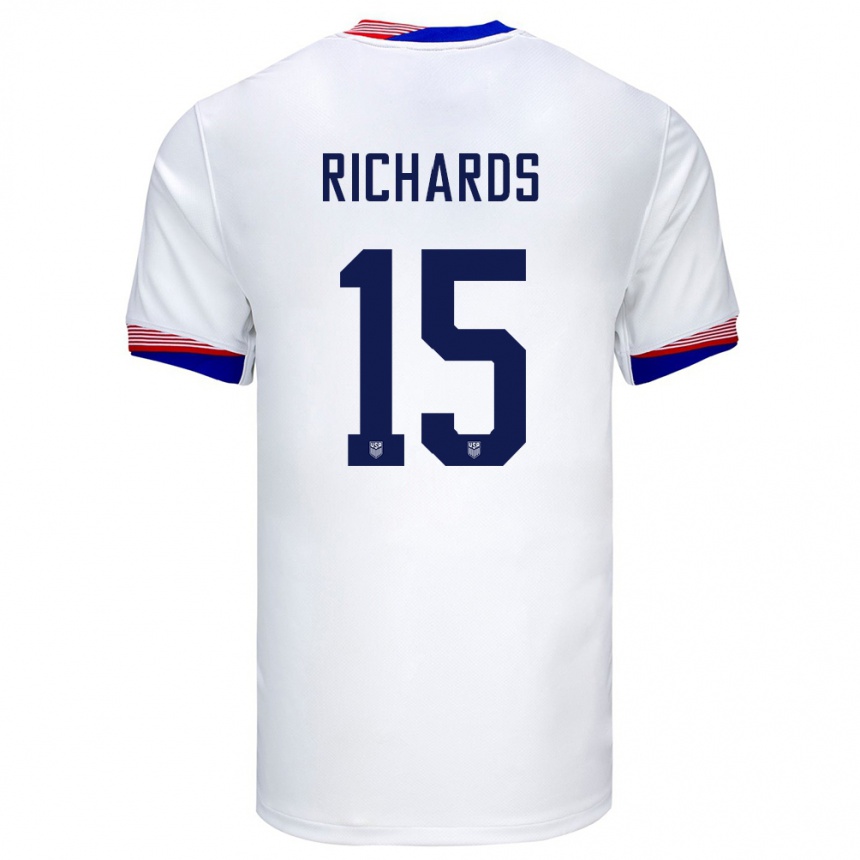 Kinder Fußball Vereinigte Staaten Chris Richards #15 Weiß Heimtrikot Trikot 24-26 T-Shirt Luxemburg