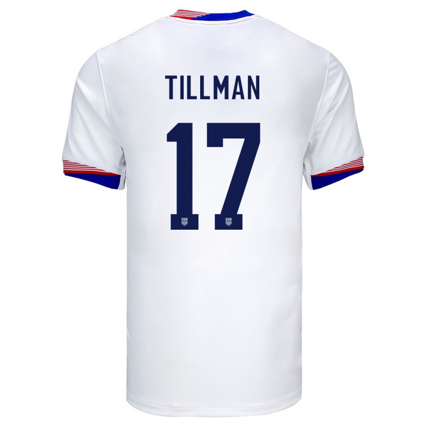 Kinder Fußball Vereinigte Staaten Malik Tillman #17 Weiß Heimtrikot Trikot 24-26 T-Shirt Luxemburg