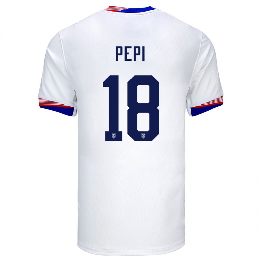 Kinder Fußball Vereinigte Staaten Ricardo Pepi #18 Weiß Heimtrikot Trikot 24-26 T-Shirt Luxemburg