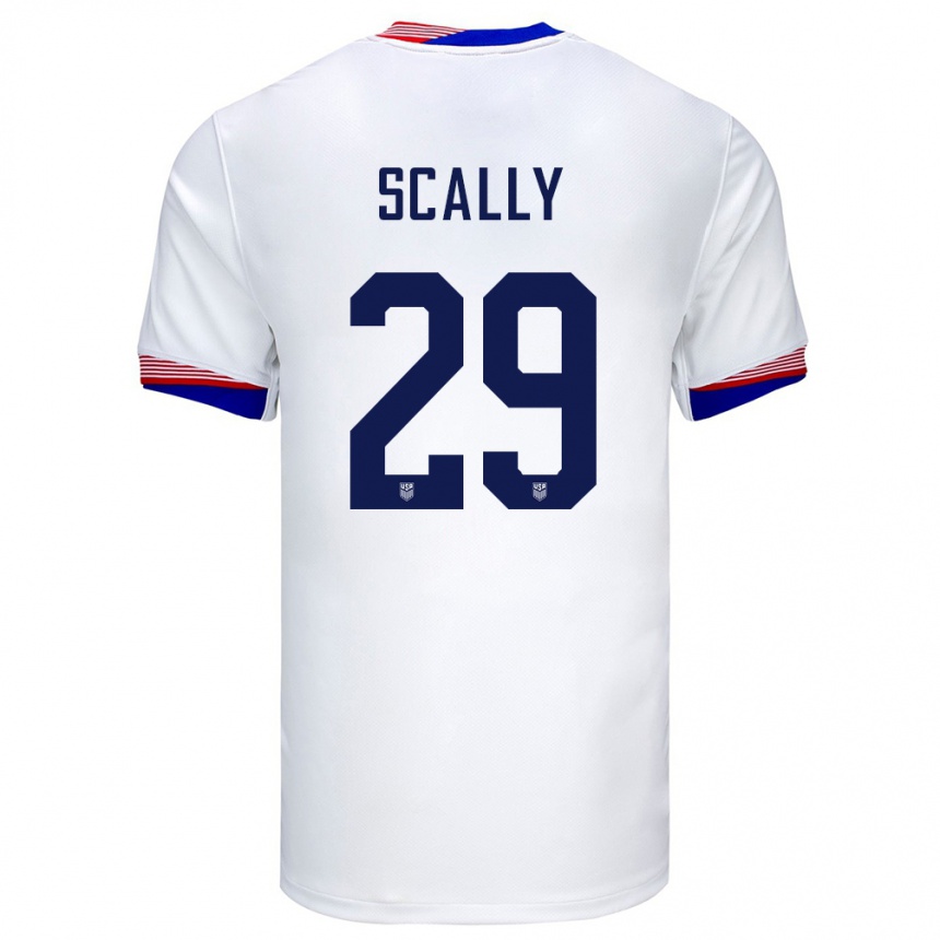 Kinder Fußball Vereinigte Staaten Joseph Scally #29 Weiß Heimtrikot Trikot 24-26 T-Shirt Luxemburg