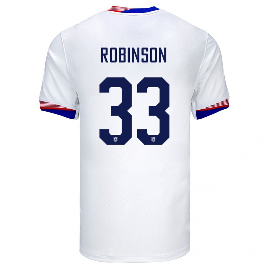 Kinder Fußball Vereinigte Staaten Antonee Robinson #33 Weiß Heimtrikot Trikot 24-26 T-Shirt Luxemburg