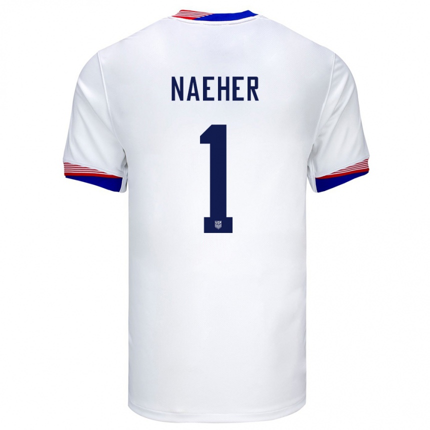 Kinder Fußball Vereinigte Staaten Alyssa Naeher #1 Weiß Heimtrikot Trikot 24-26 T-Shirt Luxemburg