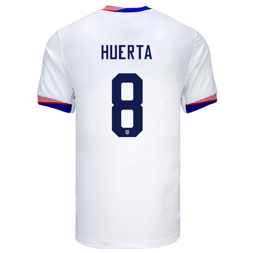 Kinder Fußball Vereinigte Staaten Sofia Huerta #8 Weiß Heimtrikot Trikot 24-26 T-Shirt Luxemburg