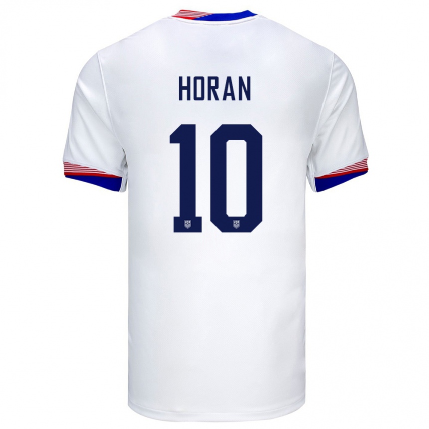 Kinder Fußball Vereinigte Staaten Lindsey Horan #10 Weiß Heimtrikot Trikot 24-26 T-Shirt Luxemburg