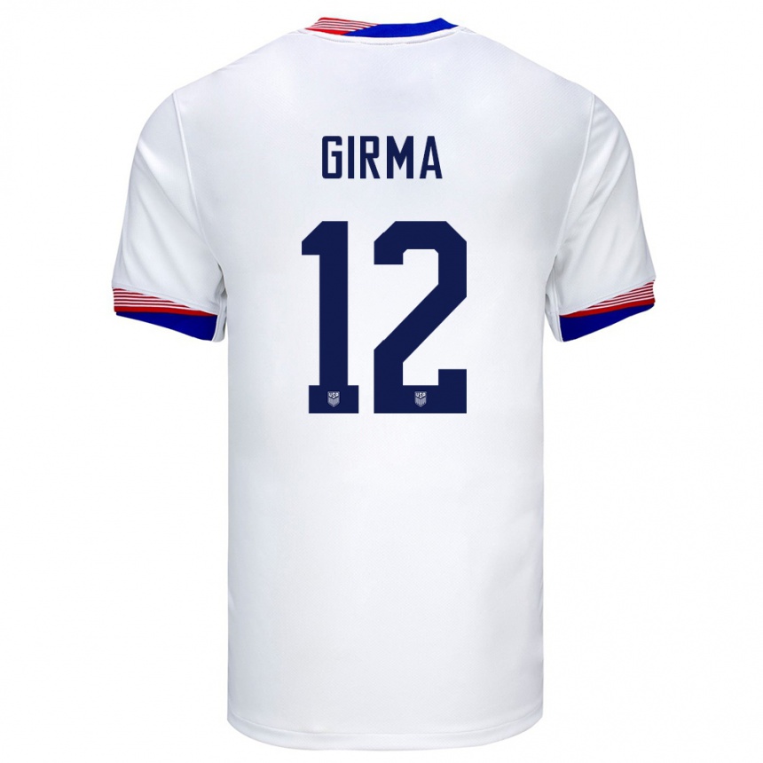 Kinder Fußball Vereinigte Staaten Naomi Girma #12 Weiß Heimtrikot Trikot 24-26 T-Shirt Luxemburg
