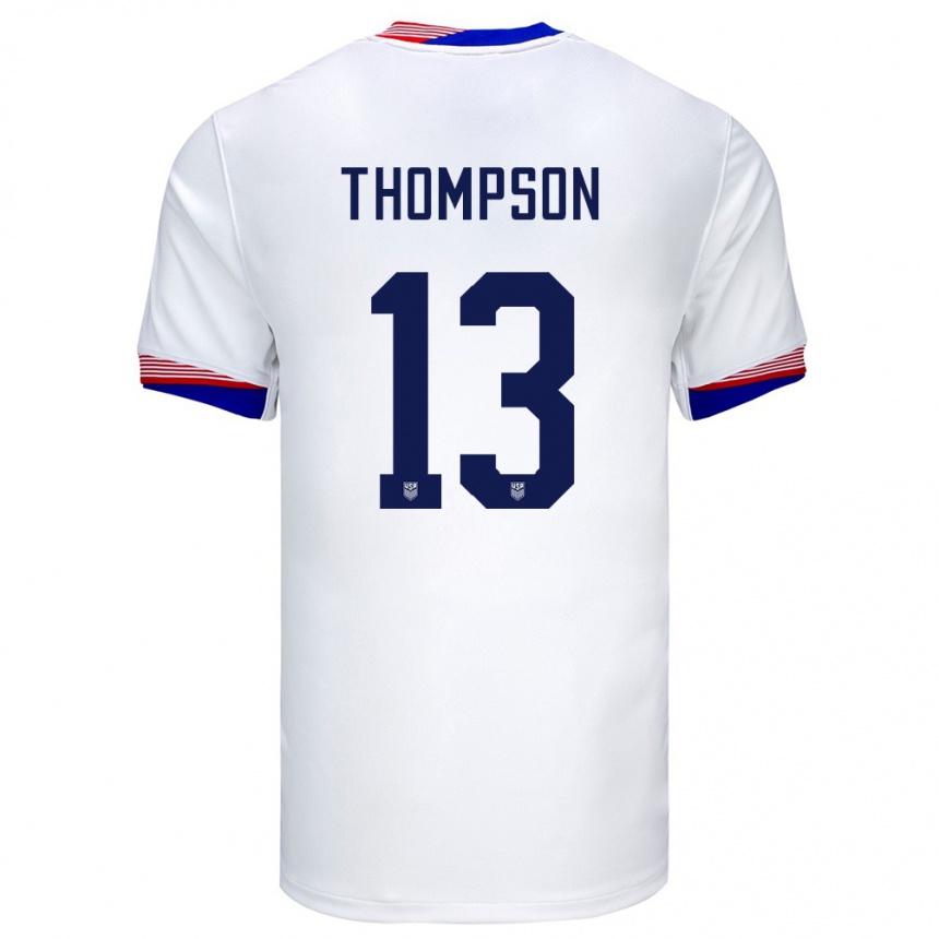 Kinder Fußball Vereinigte Staaten Alyssa Thompson #13 Weiß Heimtrikot Trikot 24-26 T-Shirt Luxemburg