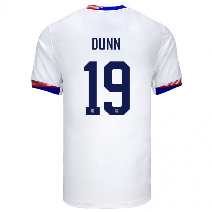 Kinder Fußball Vereinigte Staaten Crystal Dunn #19 Weiß Heimtrikot Trikot 24-26 T-Shirt Luxemburg