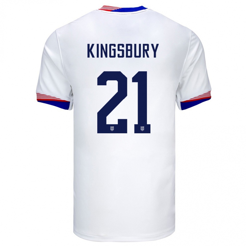 Kinder Fußball Vereinigte Staaten Aubrey Kingsbury #21 Weiß Heimtrikot Trikot 24-26 T-Shirt Luxemburg