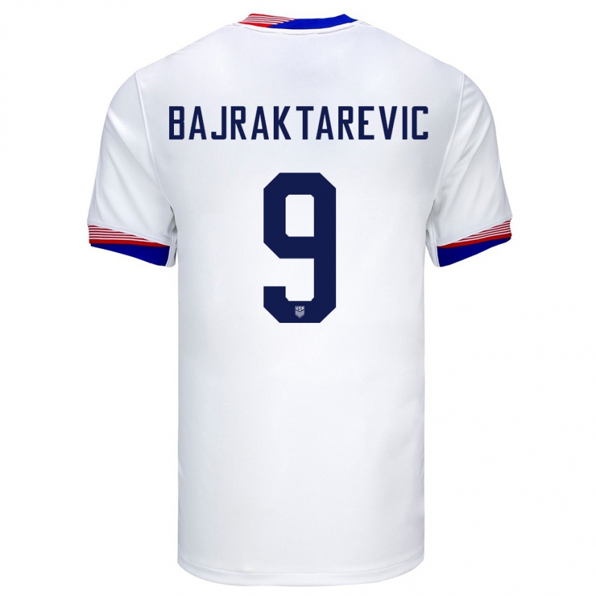Kinder Fußball Vereinigte Staaten Esmir Bajraktarevic #9 Weiß Heimtrikot Trikot 24-26 T-Shirt Luxemburg