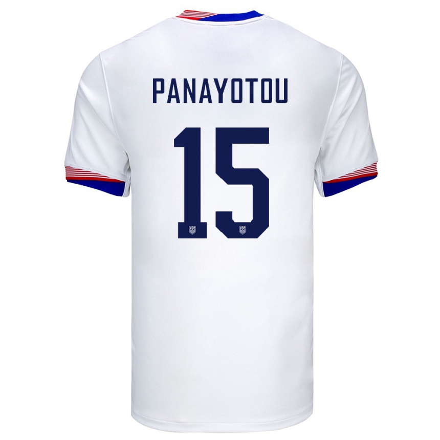 Kinder Fußball Vereinigte Staaten Jack Panayotou #15 Weiß Heimtrikot Trikot 24-26 T-Shirt Luxemburg