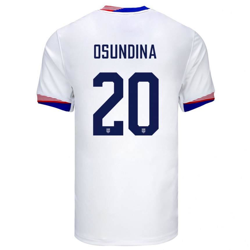 Kinder Fußball Vereinigte Staaten Korede Osundina #20 Weiß Heimtrikot Trikot 24-26 T-Shirt Luxemburg