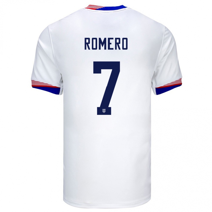 Kinder Fußball Vereinigte Staaten Brian Romero #7 Weiß Heimtrikot Trikot 24-26 T-Shirt Luxemburg